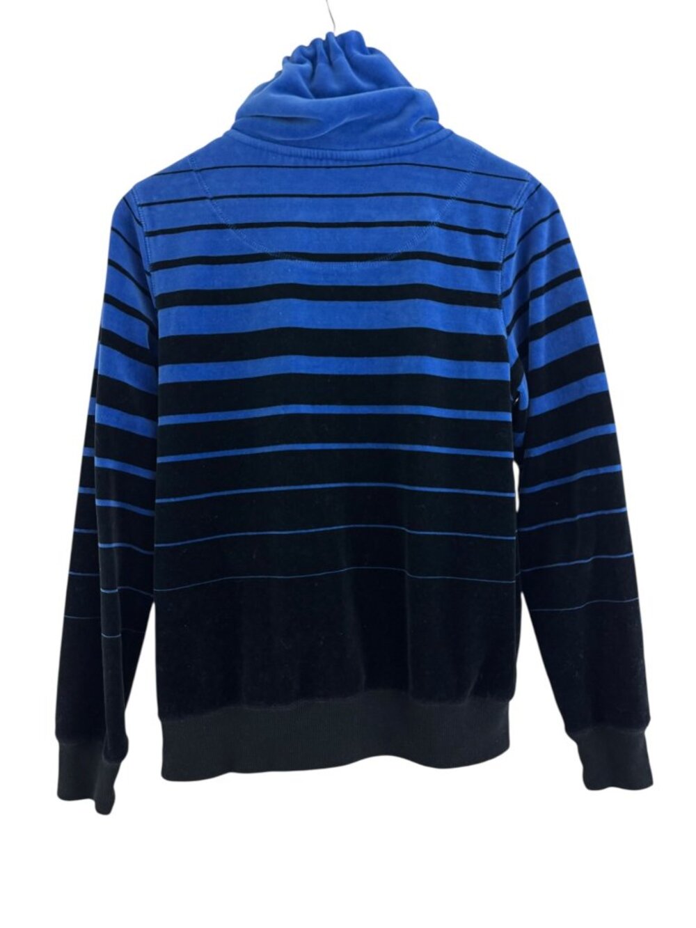 Calvin Klein Velvet Velour Striped Blue High Neck Vintage Jacket Full Zip Size M - Picture 6 of 9